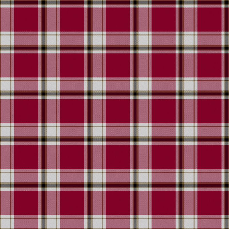 Red, pink, and white tartan fabric swatch